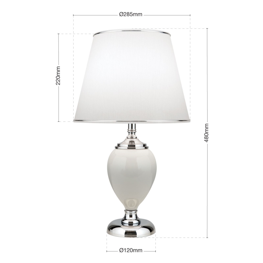 Stolní lampa OVUM 1xE27/40W/230V 48 cm keramika bílá/lesklý chrom