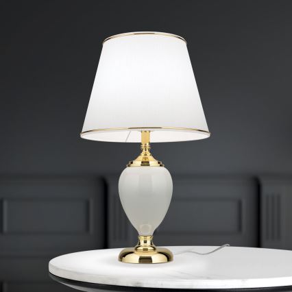 Stolní lampa OVUM 1xE27/40W/230V 48 cm keramika bílá/zlatá