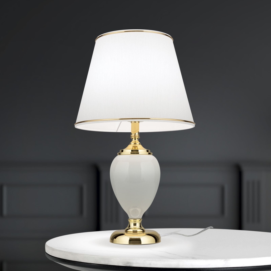 Stolní lampa OVUM 1xE27/40W/230V 48 cm keramika bílá/zlatá