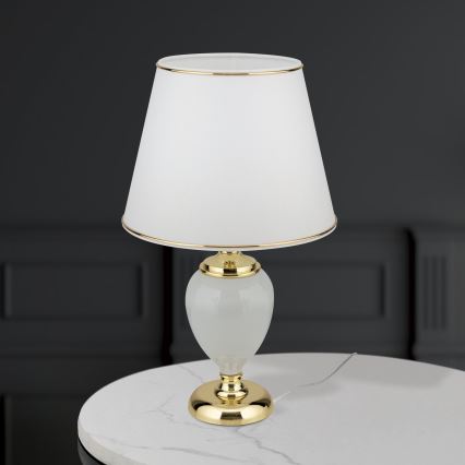 Stolní lampa OVUM 1xE27/40W/230V 48 cm keramika bílá/zlatá
