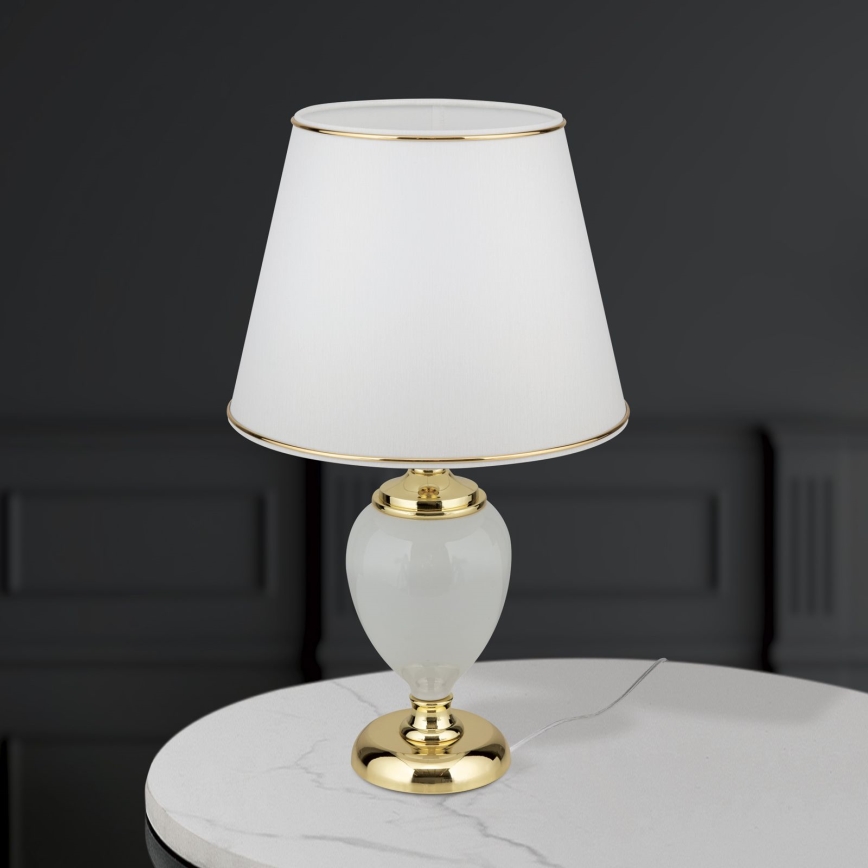 Stolní lampa OVUM 1xE27/40W/230V 48 cm keramika bílá/zlatá