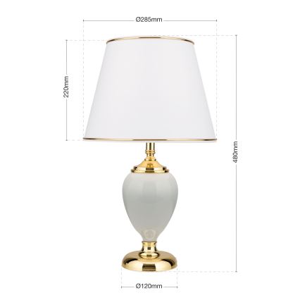 Stolní lampa OVUM 1xE27/40W/230V 48 cm keramika bílá/zlatá