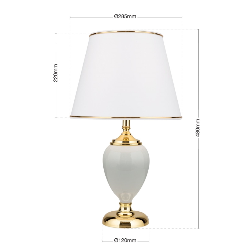 Stolní lampa OVUM 1xE27/40W/230V 48 cm keramika bílá/zlatá