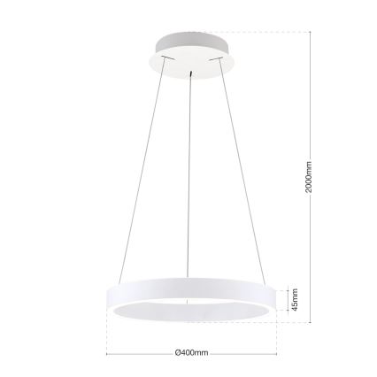 LED Stmívatelný lustr na lanku KOLK LED/40W/230V 2700/3000/4000K pr. 40 cm bílá