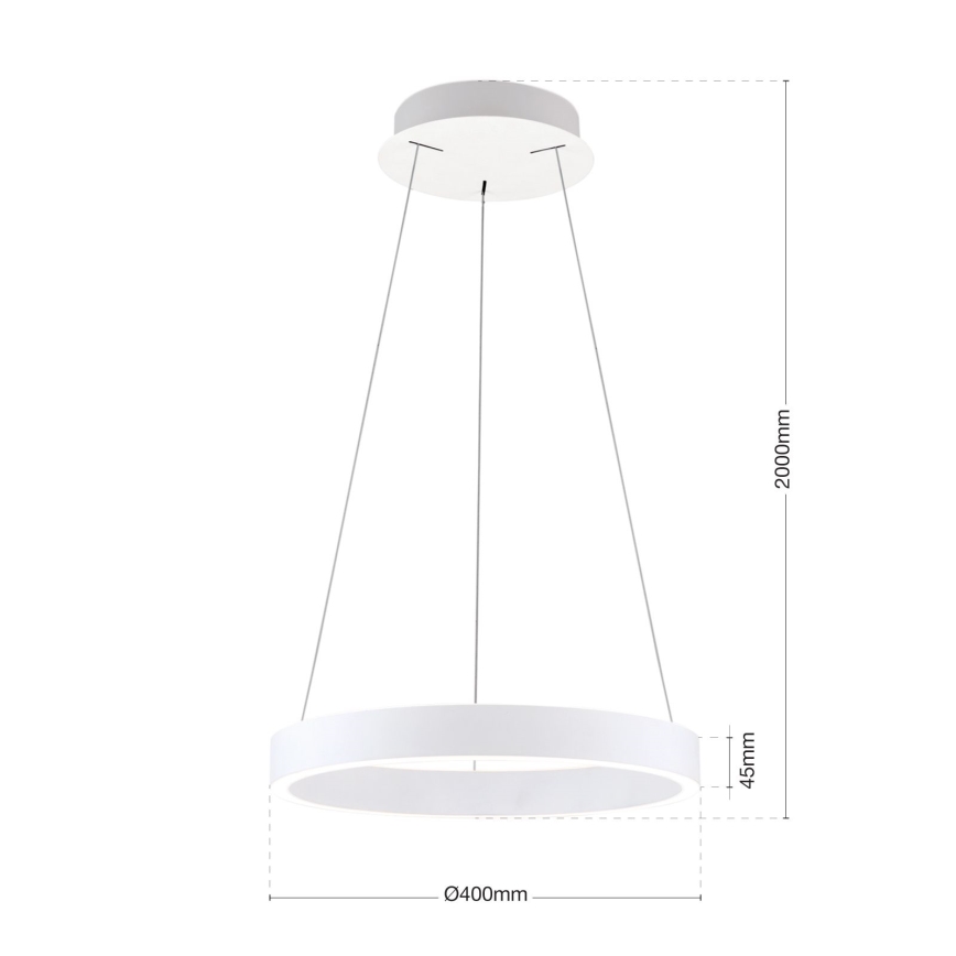 LED Stmívatelný lustr na lanku KOLK LED/40W/230V 2700/3000/4000K pr. 40 cm bílá