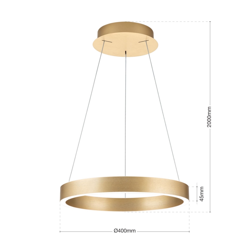 LED Stmívatelný lustr na lanku KOLK LED/40W/230V 2700/3000/4000K pr. 40 cm zlatá