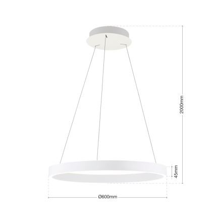 LED Stmívatelný lustr na lanku KOLK LED/60W/230V 2700/3000/4000K pr. 60 cm bílá