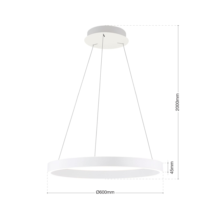 LED Stmívatelný lustr na lanku KOLK LED/60W/230V 2700/3000/4000K pr. 60 cm bílá