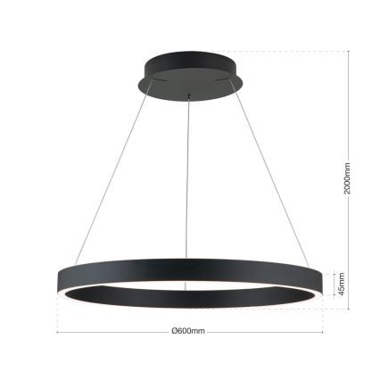 LED Stmívatelný lustr na lanku KOLK LED/60W/230V 2700/3000/4000K pr. 60 cm černá