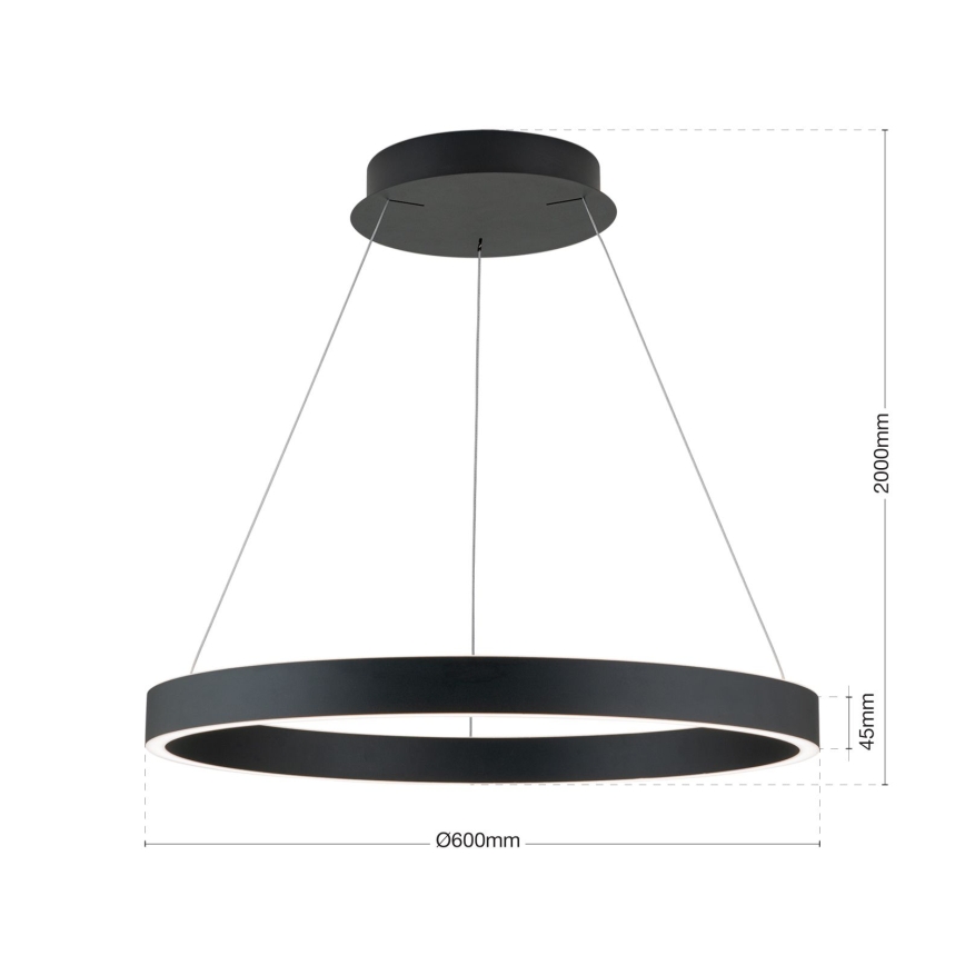 LED Stmívatelný lustr na lanku KOLK LED/60W/230V 2700/3000/4000K pr. 60 cm černá