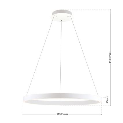 LED Stmívatelný lustr na lanku KOLK LED/80W/230V 2700/3000/4000K pr. 80 cm bílá