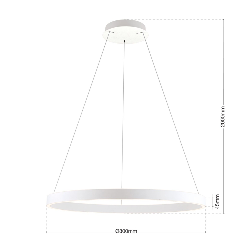 LED Stmívatelný lustr na lanku KOLK LED/80W/230V 2700/3000/4000K pr. 80 cm bílá