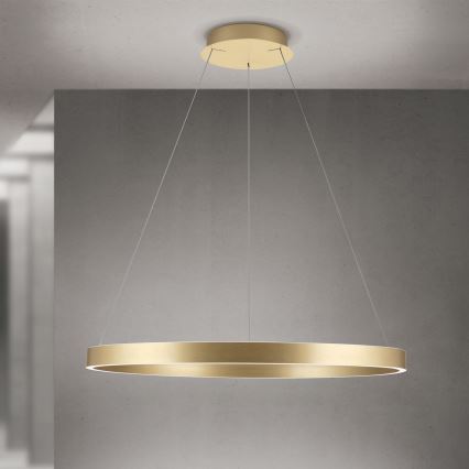 LED Stmívatelný lustr na lanku KOLK LED/80W/230V 2700/3000/4000K pr. 80 cm zlatá