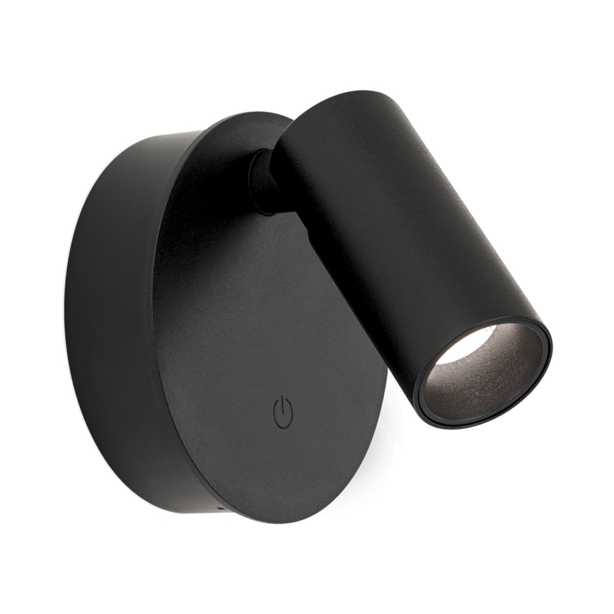 LED Stmívatelné nabíjecí dotykové nástěnné bodové svítidlo LUXY LED/1W/5V 2200 mAh 2700/3000/4000K černá