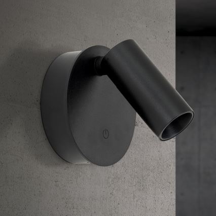 LED Stmívatelné nabíjecí dotykové nástěnné bodové svítidlo LUXY LED/1W/5V 2200 mAh 2700/3000/4000K černá