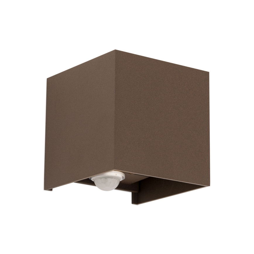 Venkovní nástěnné svítidlo se senzorem pohybu a soumraku CUBE-S LED/13W/230V IP54 hnědá
