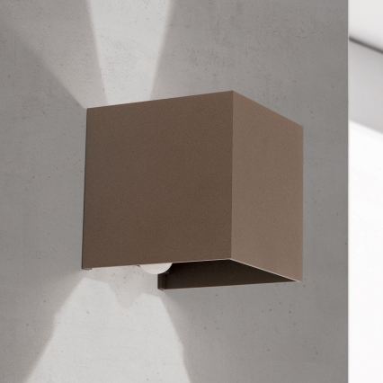 Venkovní nástěnné svítidlo se senzorem pohybu a soumraku CUBE-S LED/13W/230V IP54 hnědá