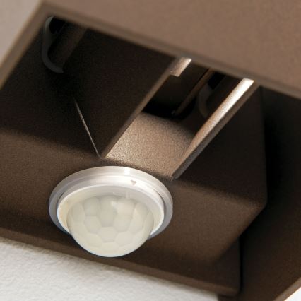 Venkovní nástěnné svítidlo se senzorem pohybu a soumraku CUBE-S LED/13W/230V IP54 hnědá