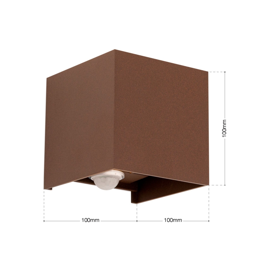 Venkovní nástěnné svítidlo se senzorem pohybu a soumraku CUBE-S LED/13W/230V IP54 hnědá