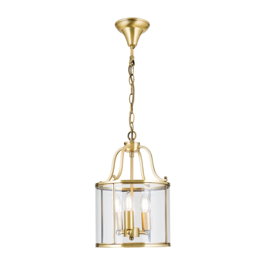 Lustr na řetězu BRUNO 3xE14/40W/230V pr. 25 cm zlatá