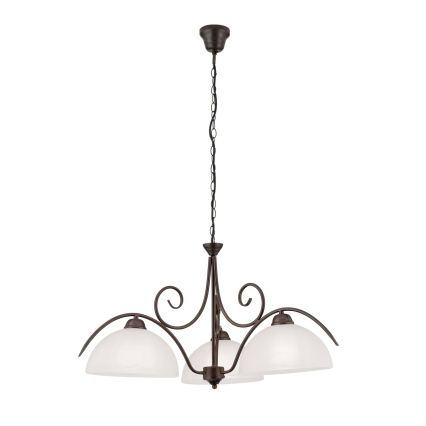 Lustr na řetězu RULA 3xE27/40W/230V pr. 70 cm bílá/bronz