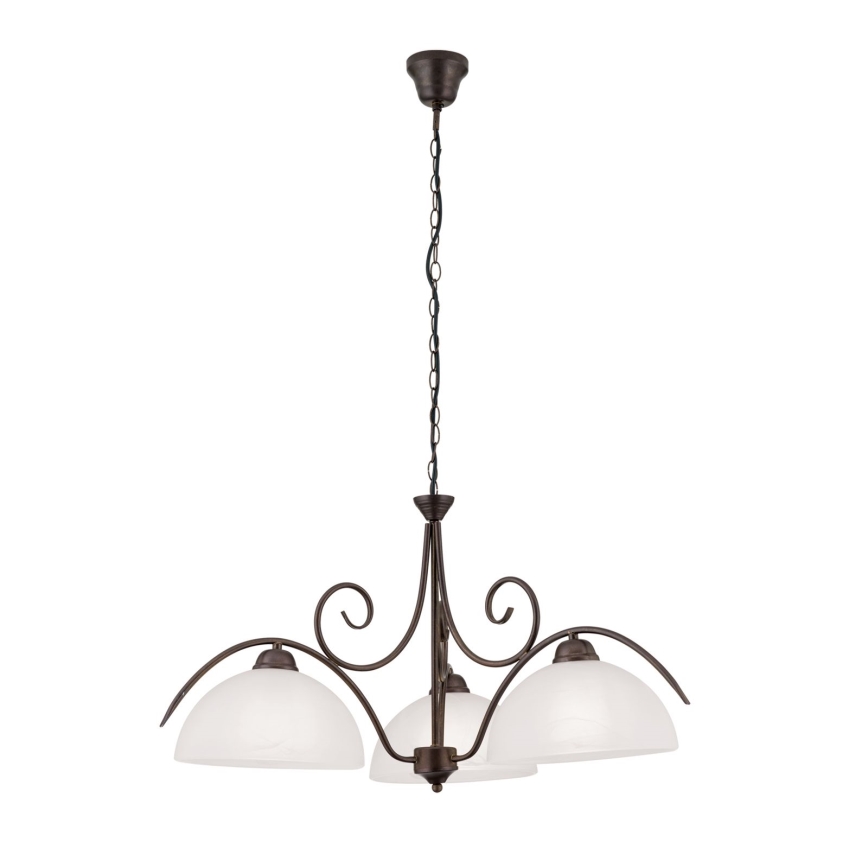 Lustr na řetězu RULA 3xE27/40W/230V pr. 70 cm bílá/bronz