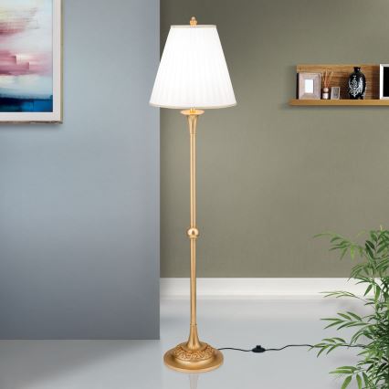 Stojací lampa FONSA 1xE27/60W/230V bílá/zlatá