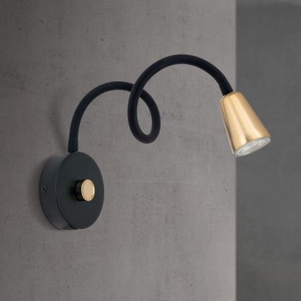 Stmívatelná flexibilní nástěnná lampička DOTTY 1xGU10/10W/230V černá/mosaz