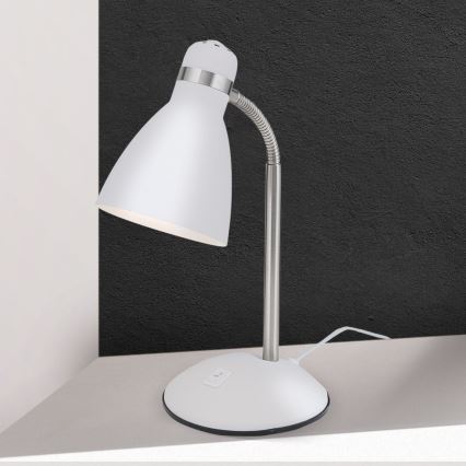 Stolní lampa SCHOOL 1xE27/40W/230V bílá/matný chrom
