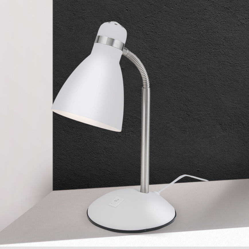 Stolní lampa SCHOOL 1xE27/40W/230V bílá/matný chrom