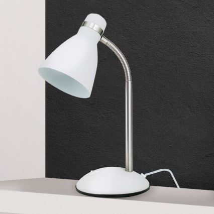Stolní lampa SCHOOL 1xE27/40W/230V bílá/matný chrom