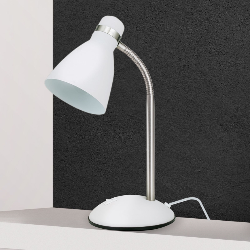 Stolní lampa SCHOOL 1xE27/40W/230V bílá/matný chrom