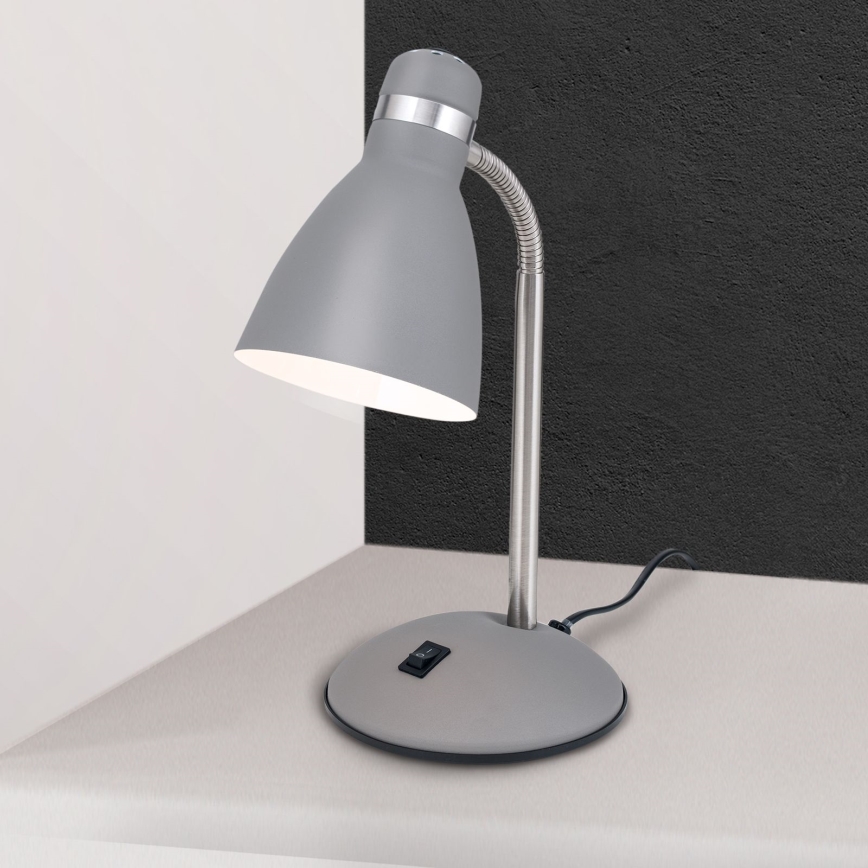 Stolní lampa SCHOOL 1xE27/40W/230V šedá/matný chrom