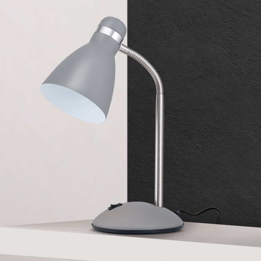 Stolní lampa SCHOOL 1xE27/40W/230V šedá/matný chrom