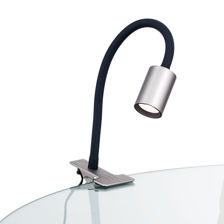 LED Flexibilní stolní lampa s klipem KURT LED/5W/230V stříbrná