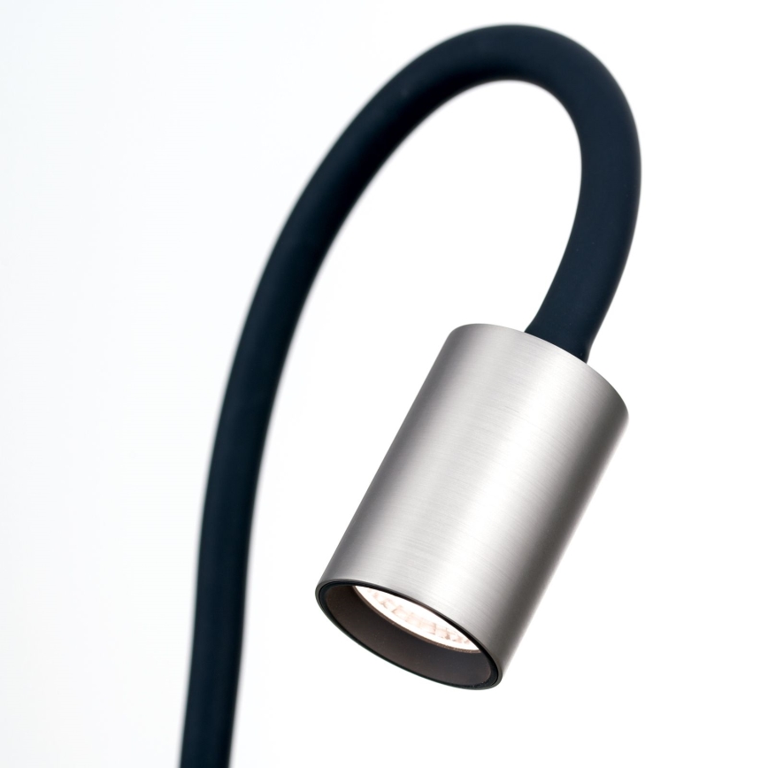LED Flexibilní stolní lampa s klipem KURT LED/5W/230V stříbrná