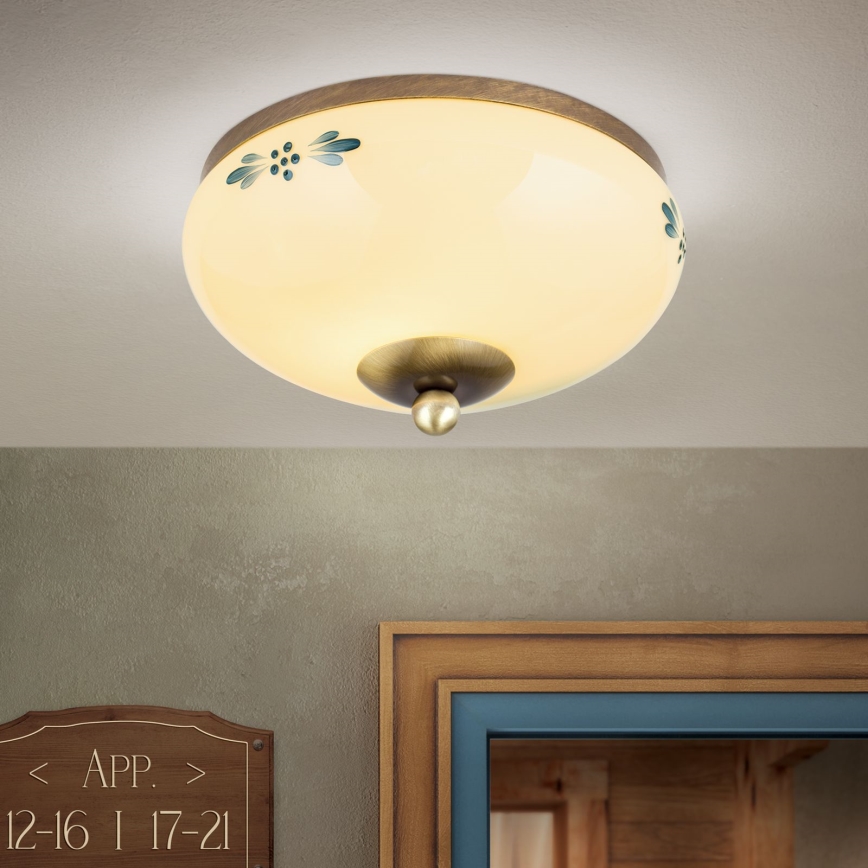 Orion - Stropní svítidlo LANDHAUS 1xE27/60W/230V pr. 21 cm bronz/béžová/modrá