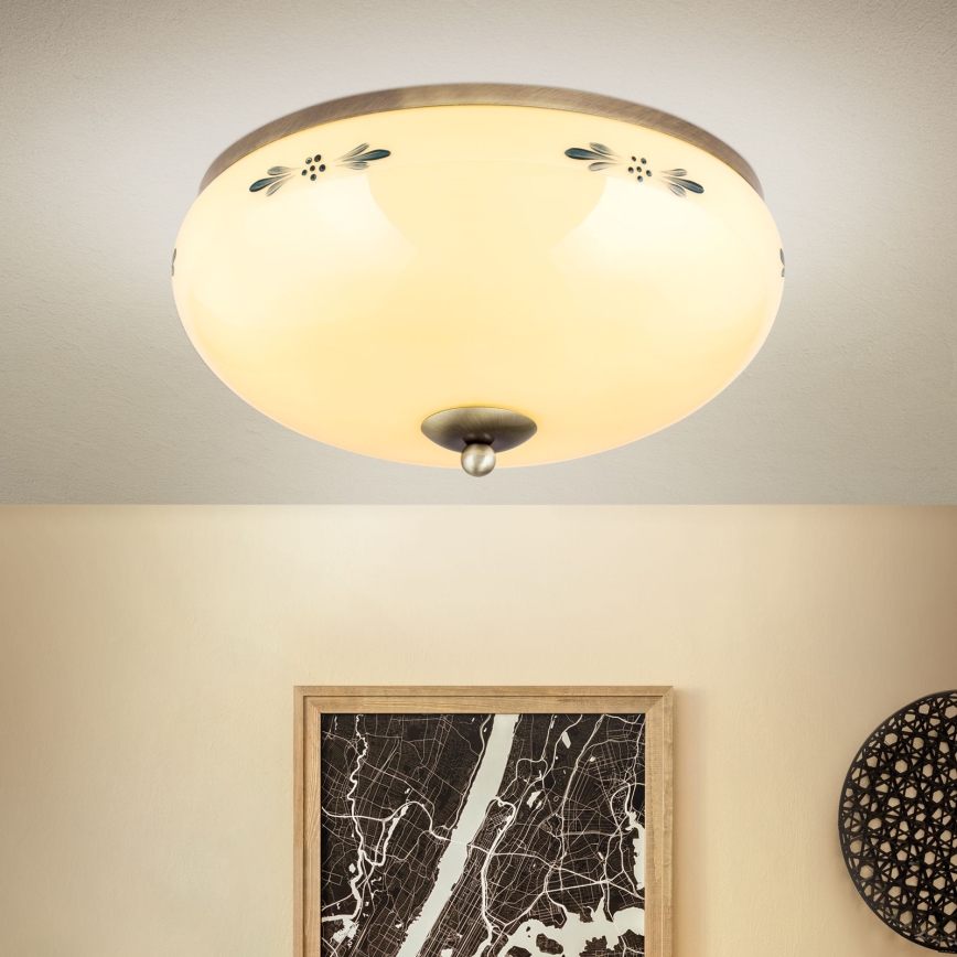 Orion - Stropní svítidlo LANDHAUS 3xE27/60W/230V pr. 35 cm bronz/béžová/modrá
