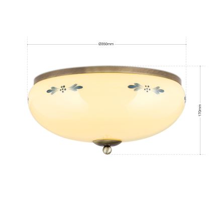 Orion - Stropní svítidlo LANDHAUS 3xE27/60W/230V pr. 35 cm bronz/béžová/modrá