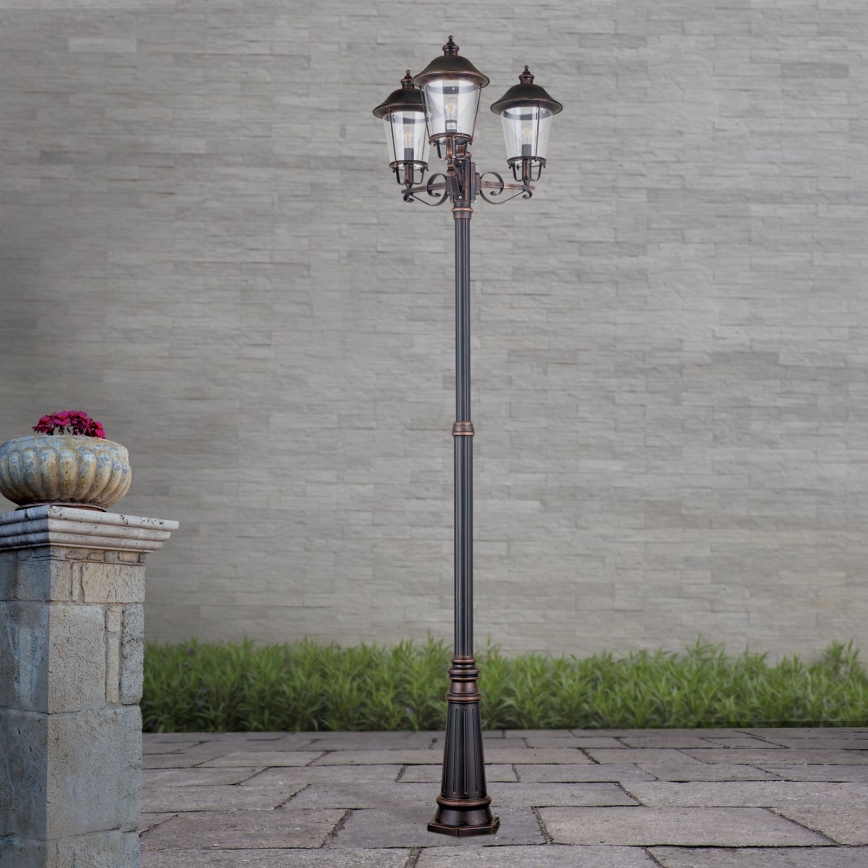 Venkovní lampa KENZO 3xE27/100W/230V IP44 bronz/patina
