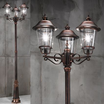 Venkovní lampa KENZO 3xE27/100W/230V IP44 bronz/patina
