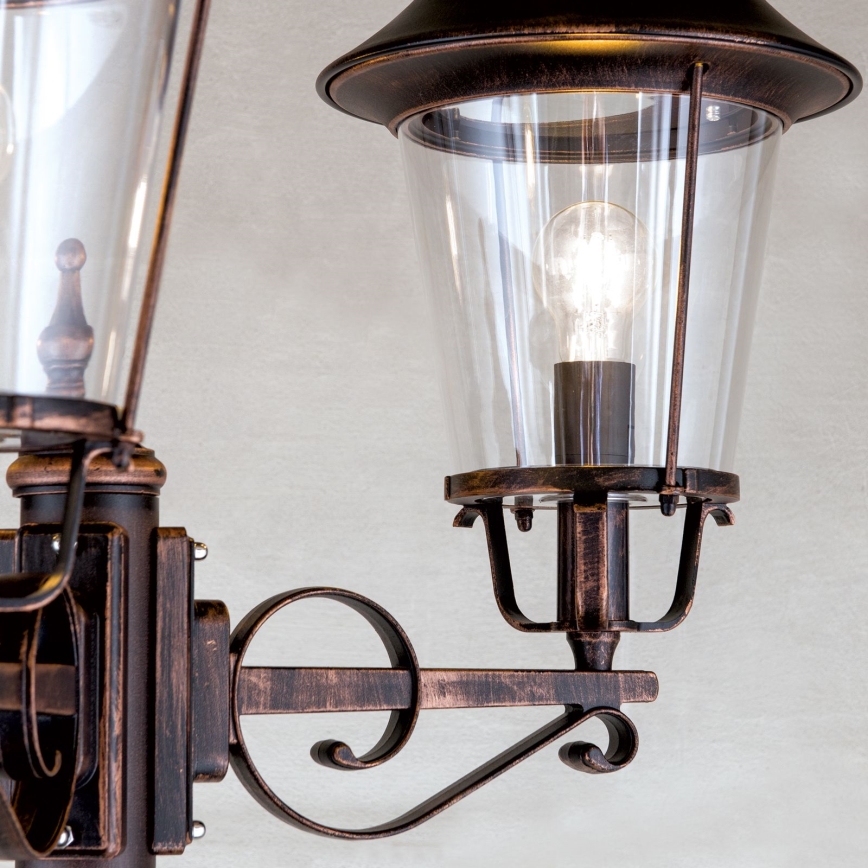 Venkovní lampa KENZO 3xE27/100W/230V IP44 bronz/patina