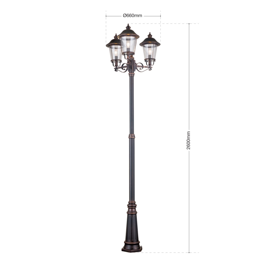 Venkovní lampa KENZO 3xE27/100W/230V IP44 bronz/patina