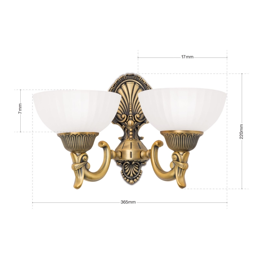 Nástěnná lampa ROCCA 2xE27/60W/230V bronz/bílá