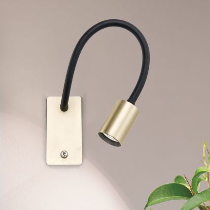LED Flexibilní nástěnná lampička KURT LED/5W/230V zlatá