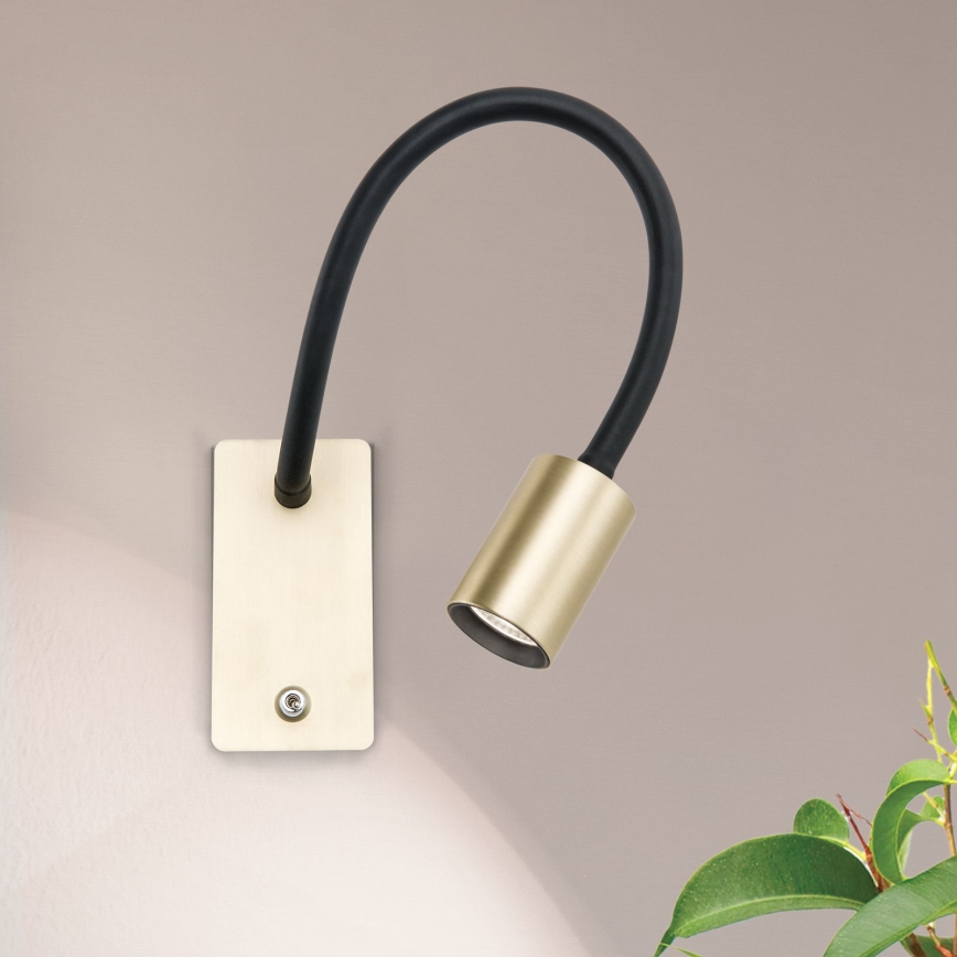 LED Flexibilní nástěnná lampička KURT LED/5W/230V zlatá