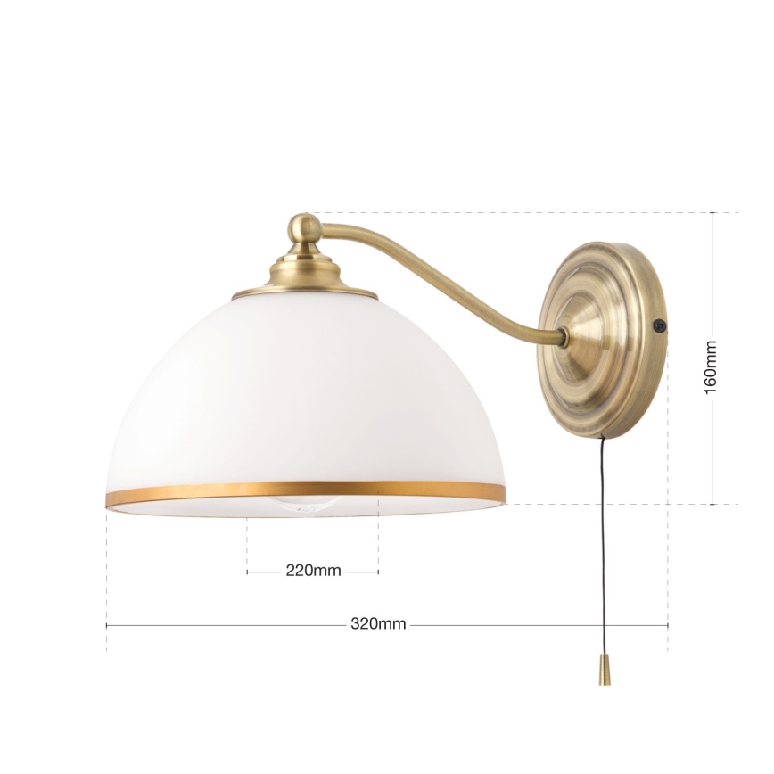Nástěnná lampa OLD LAMP 1xE27/40W/230V bílá/mosaz