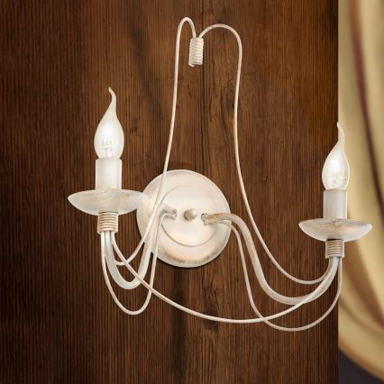 Nástěnná lampa VELA 2xE14/40W/230V bílá/zlatá/patina