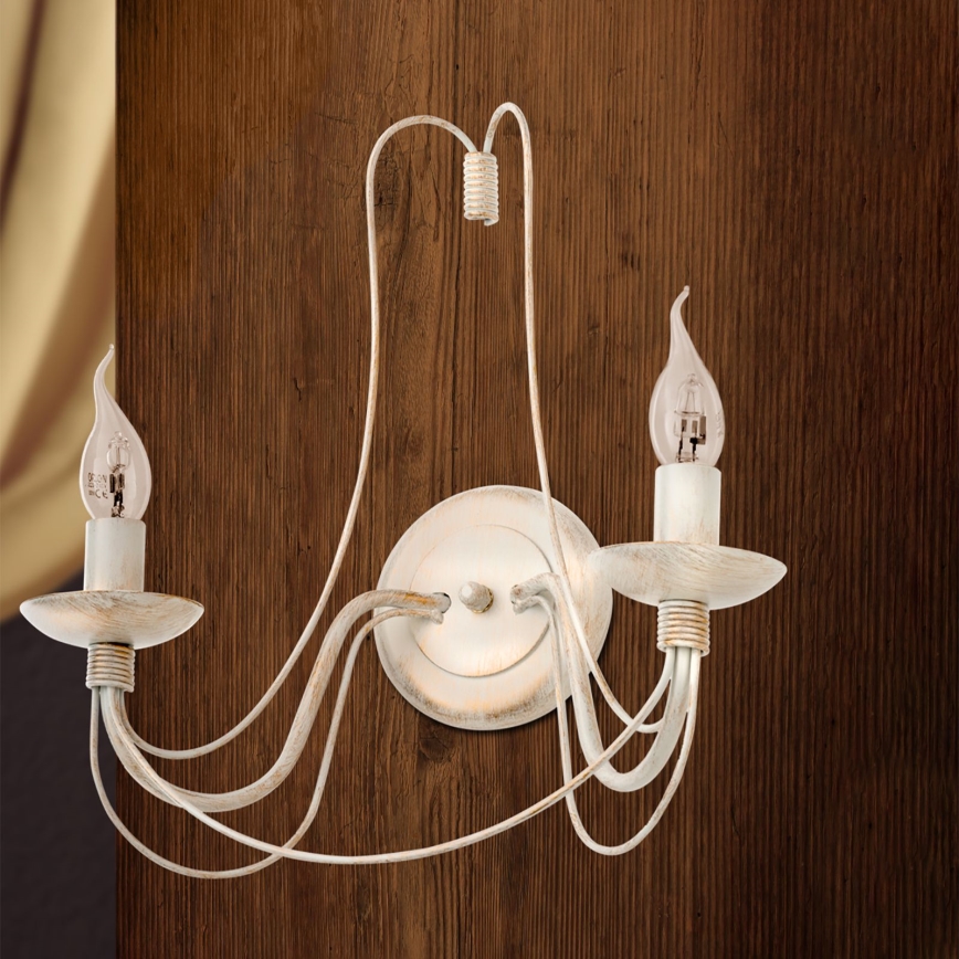 Nástěnná lampa VELA 2xE14/40W/230V bílá/zlatá/patina