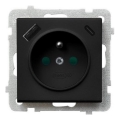 Ospel - Zásuvka domovní bez rámečku 230V + 1xUSB-A + 1xUSB-C SONATA černá